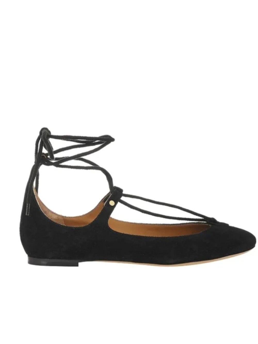 Chloe foster 36 Ballet Ballerina Flat Suede Black Leather Lace Up Shoes